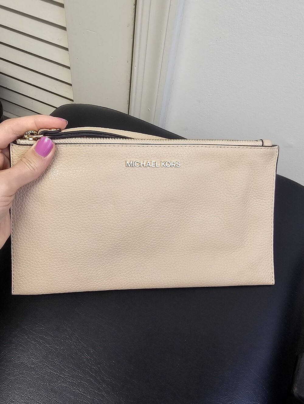 Michael Kors Jet Set Travel Large Continental Pebbled Leather Wristlet Wallet